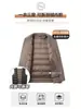 Casaco de lã dupla face liso de cor sólida estilo workwear de inverno com bolso aplicado e lapela, para homens, com forro removível, jaqueta de lã casual