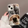 Perro con la Cabeza Baja Adecuado para Funda de Teléfono iPhone 17 Pro Max 16 Niche 14/13 Apple 15 Espejo de Maquillaje de Cobertura Total