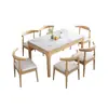Juego de mesa y sillas de comedor de mármol estilo nórdico, mesa de comedor rectangular moderna y minimalista, madera maciza, mesa de comedor estilo occidental de lujo ligero, venta al por mayor