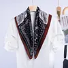 Lenço Retrô Artístico com Blocos de Cor Espinha de Peixe Paisley Novo Lenço Quadrado Criativo Lenço Decorativo de Pescoço Lenço Respirável Feminino