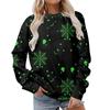 2024 Mulheres Europeias e Americanas Halloween Caveira 3D Impresso Casual Manga Longa Pulôver Solto Crewneck Suéter para Outono e Inverno