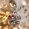 Cesta de flores de diamantes con diseño de conejo de dibujos animados para San Valentín, colgante decorativo de acrílico, regalo festivo