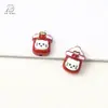 Miçangas de Liga Metálica com Gotejamento de Óleo Gatinho Cereja com Furo Reto Acessórios Manuais DIY para Contas Correntes de Celular, Pulseiras, Chaveiros, Pingentes