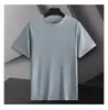 Nova Camiseta Masculina de Verão 40 Fios Porcelana de Gelo 95% Algodão Gola Redonda Manga Curta Fresca Lycra Cor Lisa Lisa Casual Meia Manga