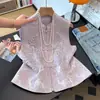 Garantía de Calidad Seda Real Reductor de Edad Madre Nuevo Estilo Chino Estilo Nacional Nuevo Estilo Botón de Rana Cuello Alto Chaleco Retro Chaleco Mujer Primavera Otoño