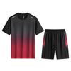 Traje de Manga Corta para Deportes de Interior de Verano Fitness Mujeres Correr al Aire Libre Secado Rápido Hombres Seda de Hielo Ropa de Fitness Hombres al por Mayor Negro