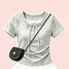 Conjunto de Falda de Pastel con Adorno de Encaje Estilo Universitario para Niña Grande 2026, Conjunto de Dos Piezas con Top de Manga Corta con Retazos de Encaje para Niña