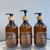 Champú Acondicionador Jabón Corporal Marrón Té 500ml Embotellado Impresión Pared Gruesa Casa de Huéspedes Hotel Bomba de Bambú Natural