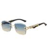 Nuevas Gafas de Sol sin Marco Transfronterizas Moda Europea y Americana Clásico Cuadrado Personalidad Leopardo Gafas de Sol de Moda para Hombres y Mujeres