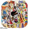 50 peças adesivos de tocar instrumento musical piano violino bateria guitarra Desenho animado criativo DIY adesivos à prova d'água