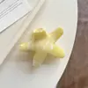 Novo Prendedor de Cabelo Versátil Estrela do Mar Grande e Frangipani Amarelo da Zinc Qi, Estilo Férias Simples Floral Prendedor de Cabelo Tubarão