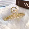 Pinza para el Cabello de Perlas y Pedrería para Mujer, Pinza de Garra Metálica Grande, Pinza Elegante Estilo Francés Tiburón, Pasador para la Parte Trasera de la Cabeza, Accesorio Grande para el Cabello