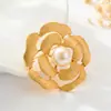 Broche de Camélia Retrô Design Original Liga de Cobre Galvanoplastia com Ouro Real Acessório de Moda de Alta Qualidade Broche Feminino Novo Estilo