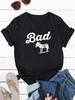 Verão europeu e americano roupas femininas BAD padrão estampado pescoço redondo manga curta T-shirt moda casual comércio exterior quente T-shirt