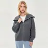Cardigã de malha casual de cor sólida com mangas compridas para outono e inverno, jaqueta suéter de alta qualidade com zíper duplo para mulheres no início do outono, personalizável