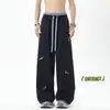 Calça Casual Bordada com Design de Cachorro Estilo Retro Americano, Calça de Moletom Solta de Perna Larga com Cintura Dupla Forrada de Lã, Calça Esportiva Reta com Caimento