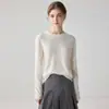 Suéter de Cachemir 100% para Mujer, Estilo Sencillo, Otoño/Invierno Nuevo, Cuello Redondo, Manga Larga, Jersey de Punto, Versátil, Suave, Capa Base