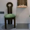 Silla de Comedor Francesa Retro de Madera Maciza, Silla de Maquillaje para el Hogar Estilo Mediados de Siglo, Silla con Respaldo, Silla Simple Nórdica