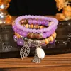 Pulseras de Cáscara de Coco Multicapa de Venta Caliente Transfronteriza Estilo Festivo, Set Creativo de 4 Pulseras Estilo Europeo y Americano, Joyería de Cuentas de Concha Elástica