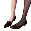 Nuevos Zapatos de Salón Elegantes Franceses de Tacón de Aguja 2026 Temperamento para el Trabajo Punta Fina Terciopelo Slip-on Tacones Altos