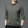 Camiseta Masculina Casual de Gola Dobrável Não Amassa Manga Longa Polo Masculino Primavera e Outono 2026