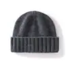 Gorro de Lana Cachemir para Mujer Estilo Japonés Circunferencia de Cabeza Grande Protección para Orejas Suelta Gorro Tejido Otoño e Invierno Nuevo Color Puro Gorro de Punto con Puño