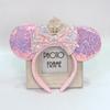 Diadema redonda con orejas de lazo tocado de parque de atracciones pasador diadema de lunares con lentejuelas diadema de dibujos animados accesorios para el cabello femenino transfronterizo