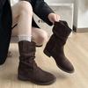 Botas de Montar Melard Martin para Mujer 2026 Verano y Otoño Nuevas Súper Populares de Suela Gruesa a Media Pantorrilla Botas Cortas Estilo Vaquero Occidental Botas de Montar Apiladas
