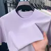 Camiseta casual de manga corta lisa para hombre, color sólido, verano 2026, algodón de alta calidad, hombros caídos, talla grande, cuello redondo