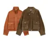 Atacado Europeu e Americano de Roupas Femininas Transfronteiriças Outono 2025 Novas Blusas Femininas Jaqueta Bomber Estilo Americano Retrô para Mulheres