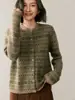 Diseño de Cable Rincón Retro Suave Jacquard Fair Isle Suéter Chaqueta Bloques de Color Cárdigan de Cachemira para Mujer