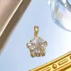 [Oro Real de Cobre] Copo de Nieve Pentagonal Nicho Comercio Exterior Transfronterizo DIY Joyería Hecha a Mano Accesorios de Colgante Microincrustados de Cobre y Circonio