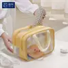Bolsa de maquillaje, bolsa de aseo, bolsa de viaje portátil de gran capacidad, impermeable, adecuada para gimnasio, natación, baño, bolsa de almacenamiento transparente de doble capa
