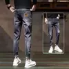 Jeans para Hombre de Primavera y Otoño Corte Delgado Pierna Recta Estilo Coreano Gama Alta Elásticos de Moda Pantalones Casuales Versátiles Moda Pantalones Largos Hombre