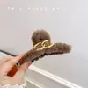 Pinza de Garra de Peluche para Mujer, Pinza Grande para el Cabello de Otoño e Invierno con un Toque de Lujo, Pinza de Tiburón Ins para Cabello Grueso, Pasador para Moño, Accesorio para el Cabello