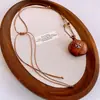 Collar Colgante de Calabaza Bañado en Oro Real de 18 Quilates Nuevo Estilo Chino Lujo Ligero Versátil Cadena para Suéter Personalizado Moda Temperamento Collar