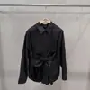 Outono 2026 Novo Design Transfronteiriço Camisa de Manga Longa com Laço na Cintura Versátil para o Dia a Dia Dupla Face Top Solto