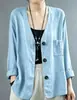 Jaqueta Cardigan Estilo Linho Japonês Feminina Solta Tamanho Grande Fina Camada Externa Top de Algodão e Linho Casual Versátil Três Botões