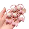 Diadema Rosa Linda Gato Kt Accesorios para el Cabello Goma para Bebé No Lastima el Cabello Cintas para el Cabello de Niñas Coleta Tocado