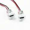 Conector hembra de presión directa tipo C de 2 pines con inyección de pegamento y luz LED, Puerto C de carga para ventilador pequeño, Cable desnudo de 150 mm