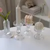 Portavelas de Cristal Vintage Estilo Francés de Lujo Ligero Romano Portavelas de Cristal para Aromaterapia Cena a la Luz de las Velas Boda Accesorios para Sesión de Fotos Portavelas