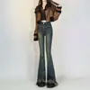 Jeans de Cintura Alta Micro-acampanados para Mujer Otoño e Invierno 2024 Tendencia Versátil Nuevo Llegada Retro Borla Ajustados Pantalones de Herradura Esmerilados