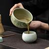 Juego de Té Matcha de Ocho Piezas, Tazas de Té de Cerámica Cocidas en Horno, Soporte para Batidor de Té, Utensilios de Té Estilo Dinastía Song