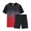 Roupa Masculina Verão Novo Tie-Dye Gradiente Manga Curta Esportivo Terno Seda Gelo Shorts Finos Conjunto de Duas Peças Corrida Fitness