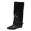 Botas altas de punta para mujer, botas altas que no llegan a la rodilla, nuevo estilo 2026 para otoño e invierno para mujer, tacón oculto, estilo Western, caña alta