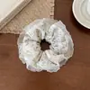 Goma para el pelo de encaje floral de malla para coleta y moño, Scrunchie, Cuerda para el pelo versátil y a la moda, Accesorio para el pelo de alta gama para mujer