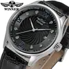 Reloj Mecánico Semi-Automático Winner para Hombre, Casual de Negocios, Calado, Incrustado con Diamantes, Calendario, Venta al por Mayor, Blanco