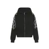 Moletom Masculino Ares Retrô Americano Outono Letra Pesada Rebite Bordado Zíper com Capuz Estilo Casal Fleece 420g
