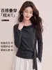 Camiseta europea de alta gama, exquisita, suave y delicada, de hombros descubiertos, nueva moda 2026, top elegante con cordones para ceñir la cintura