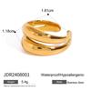 Anel aberto oco de linha dupla de aço inoxidável banhado a ouro 18K com senso de design silencioso de alto nível não desbota atacado de joias